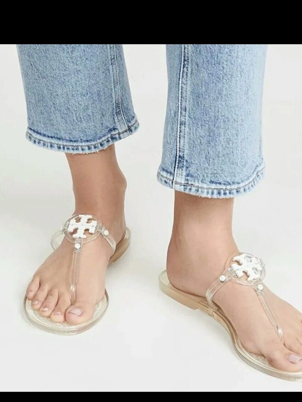 Tory Burch Mini Miller Clear Jelly Thong Sandals Womens Size 8
